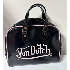 Vtg Y2K Von Dutch Black Pink Logo Handbag Purse Bag